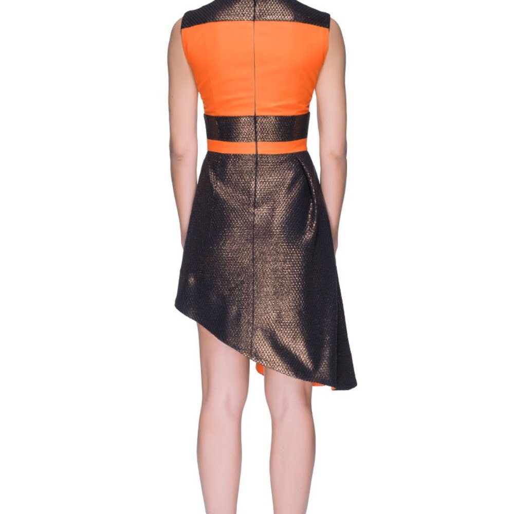 ORANGE-CHOCOLATE SLEEVELESS DRESS - Picture 2 of 3